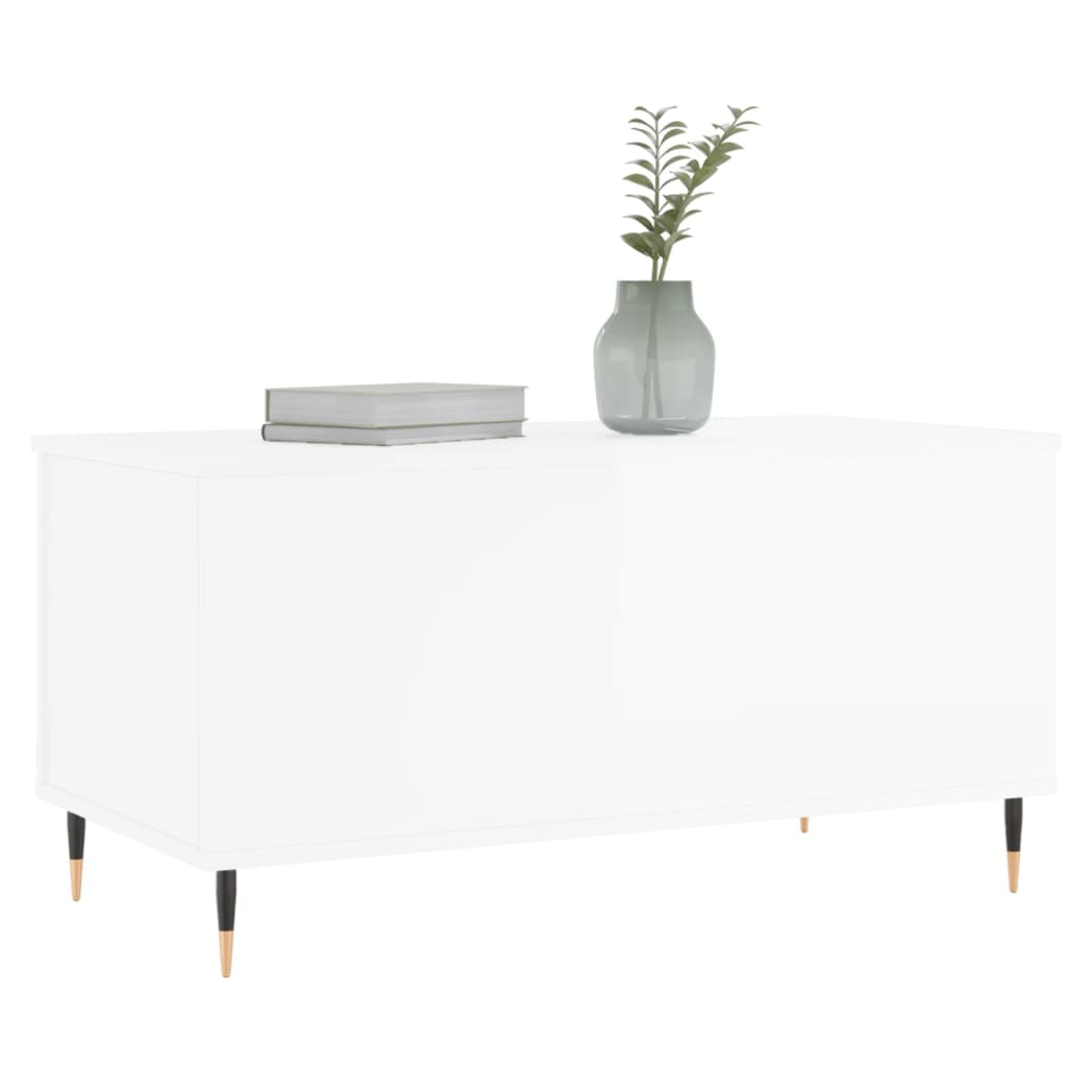 Coffee Table High Gloss White 90x44.5x45 cm Engineered Wood