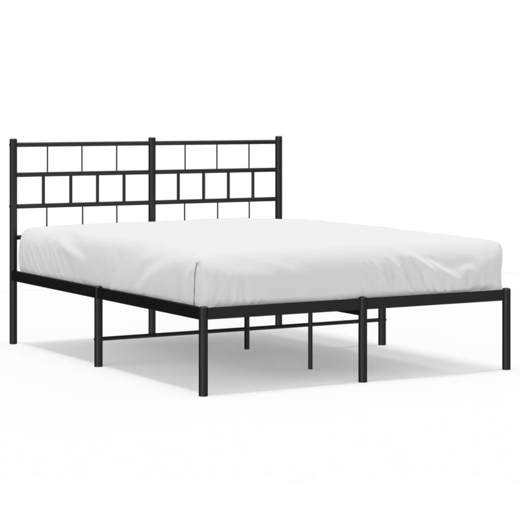 Metal Bed Frame with Headboard Black 120x200 cm