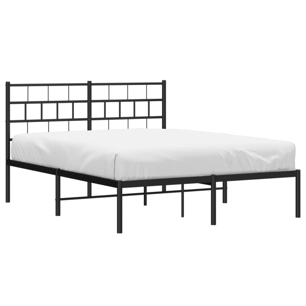 Metal Bed Frame with Headboard Black 120x200 cm