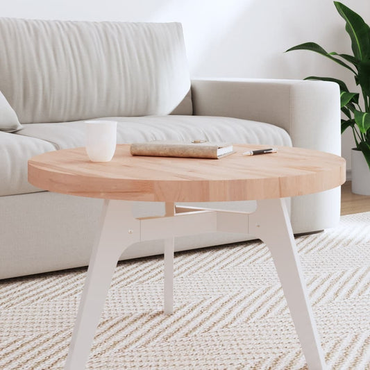 Table Top 70x4 cm Round Solid Wood Beech