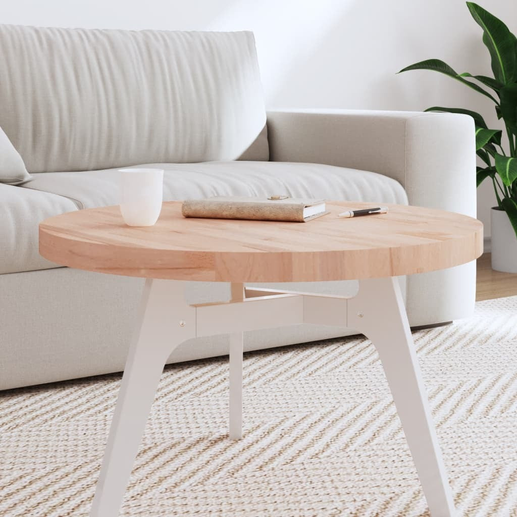 Table Top 70x4 cm Round Solid Wood Beech