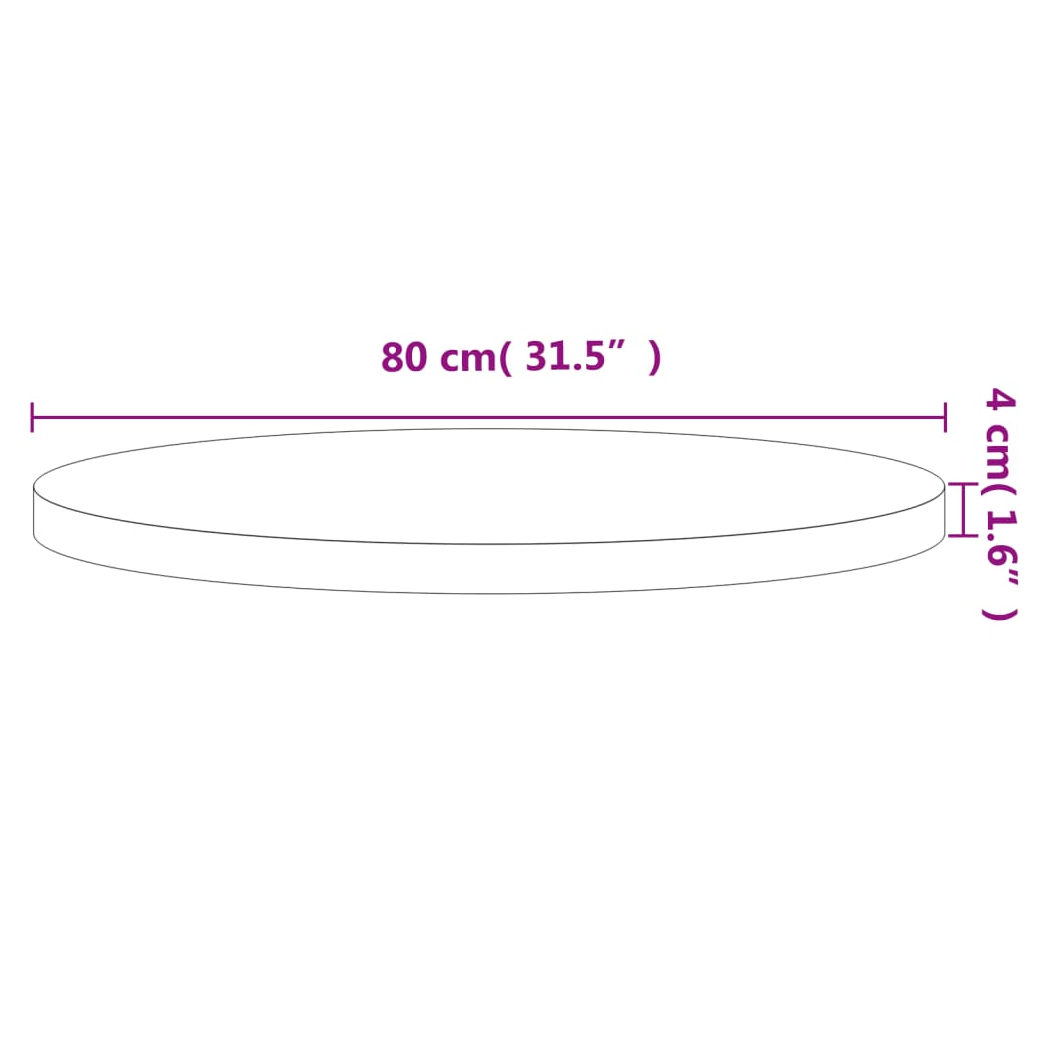 Table Top 70x4 cm Round Solid Wood Beech