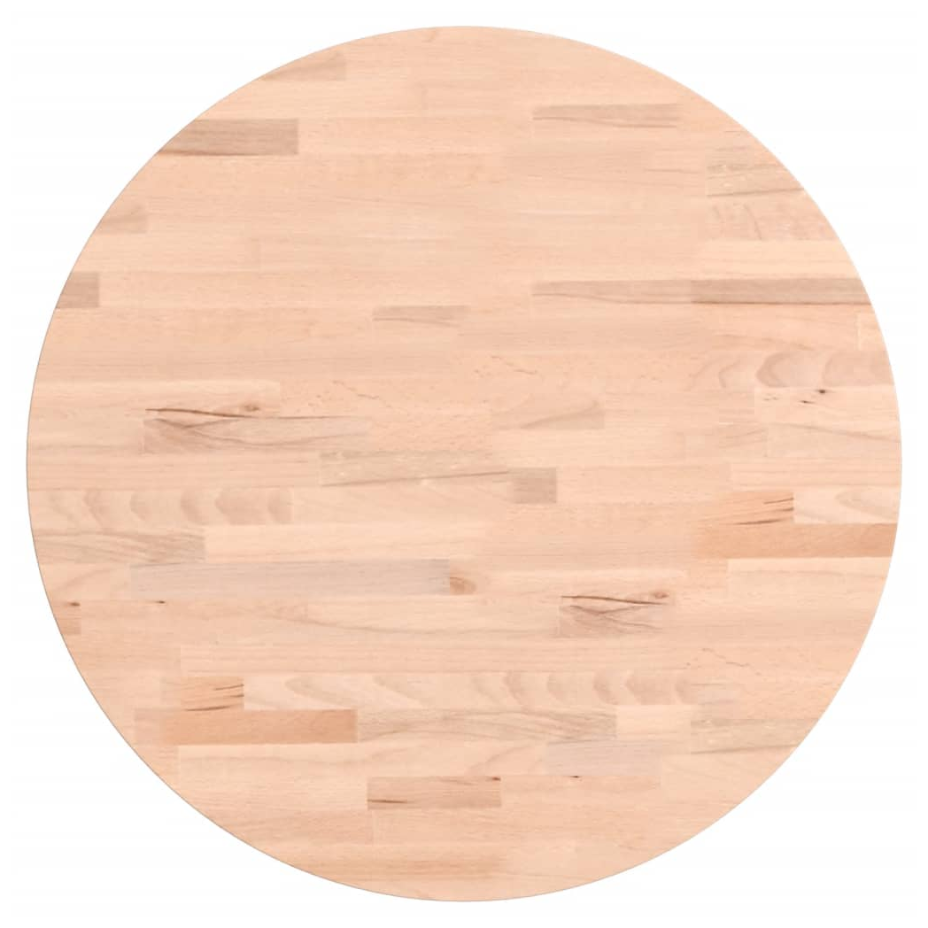 Table Top 50x4 cm Round Solid Wood Beech