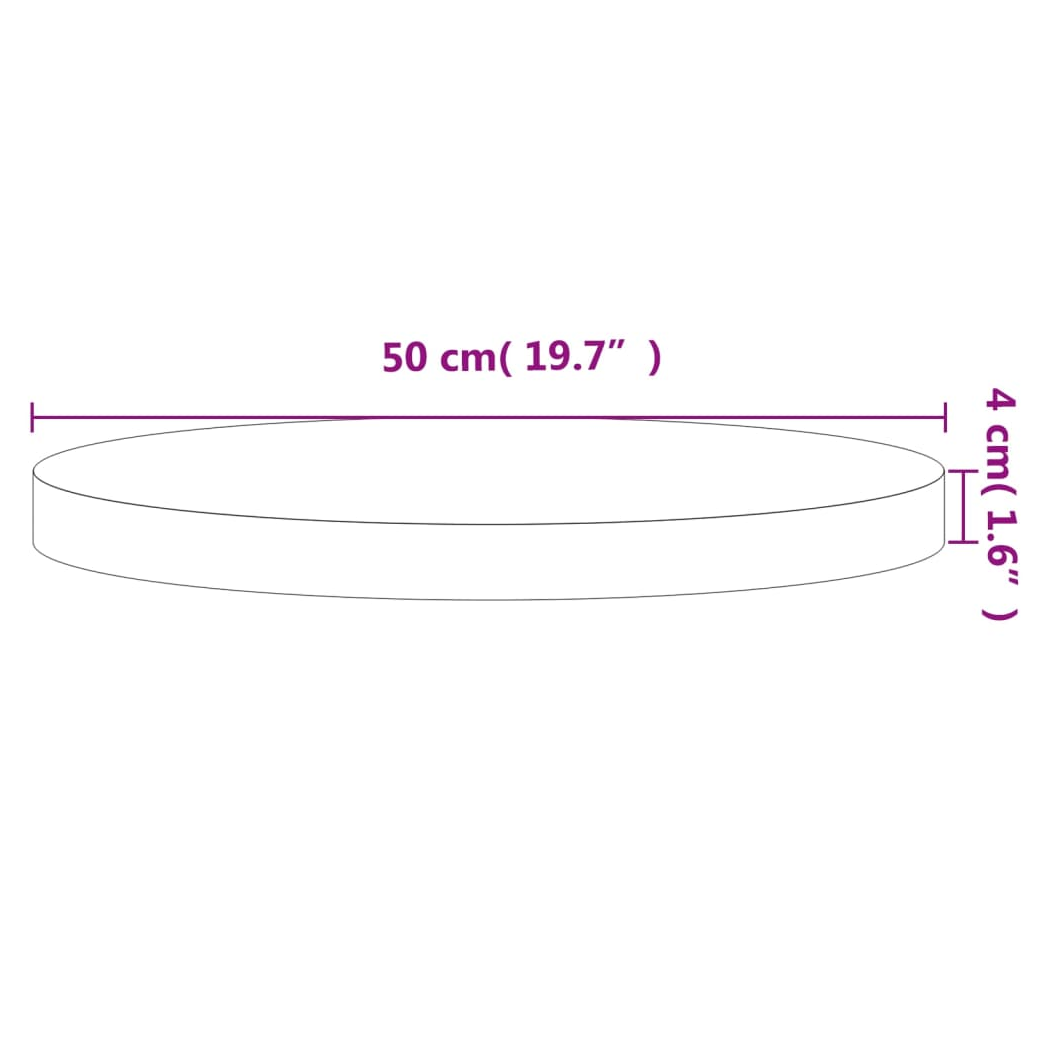 Table Top 50x4 cm Round Solid Wood Beech