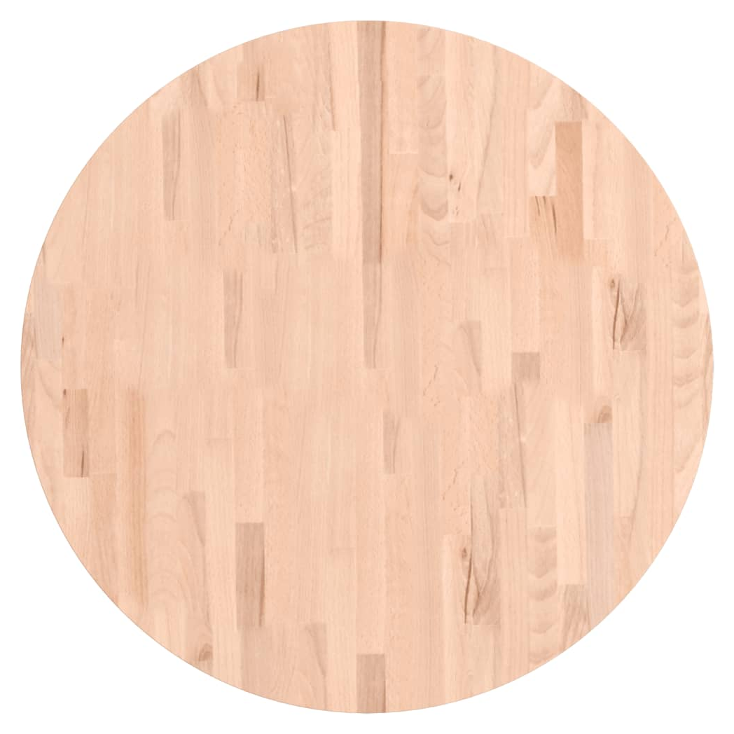Table Top 80x4 cm Round Solid Wood Beech