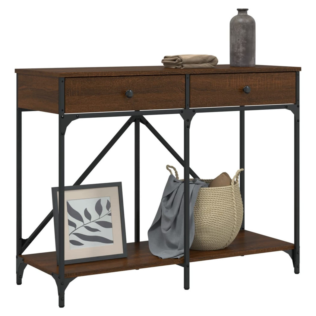 Console Table Brown Oak 100x39x78.5 cm Engineered Wood