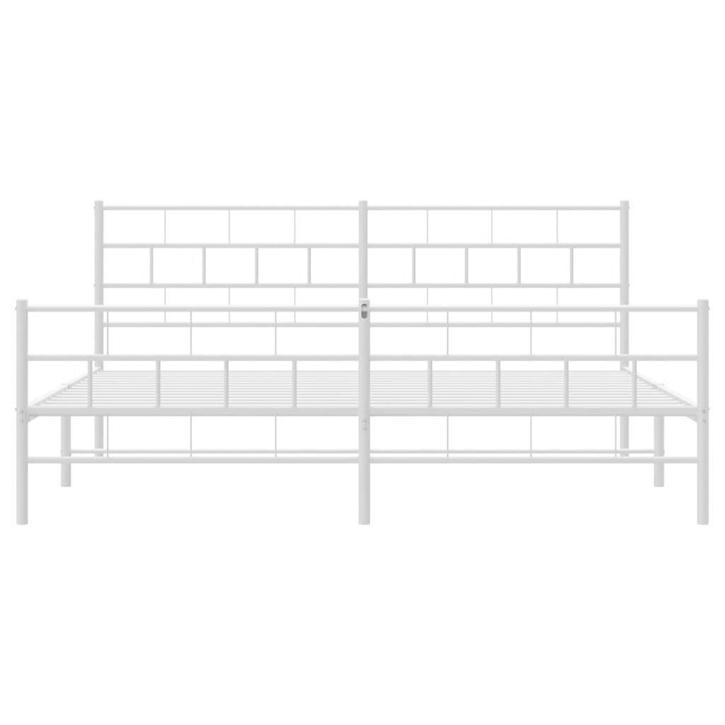 Metal Bed Frame with Headboard and Footboard White 183x213 cm