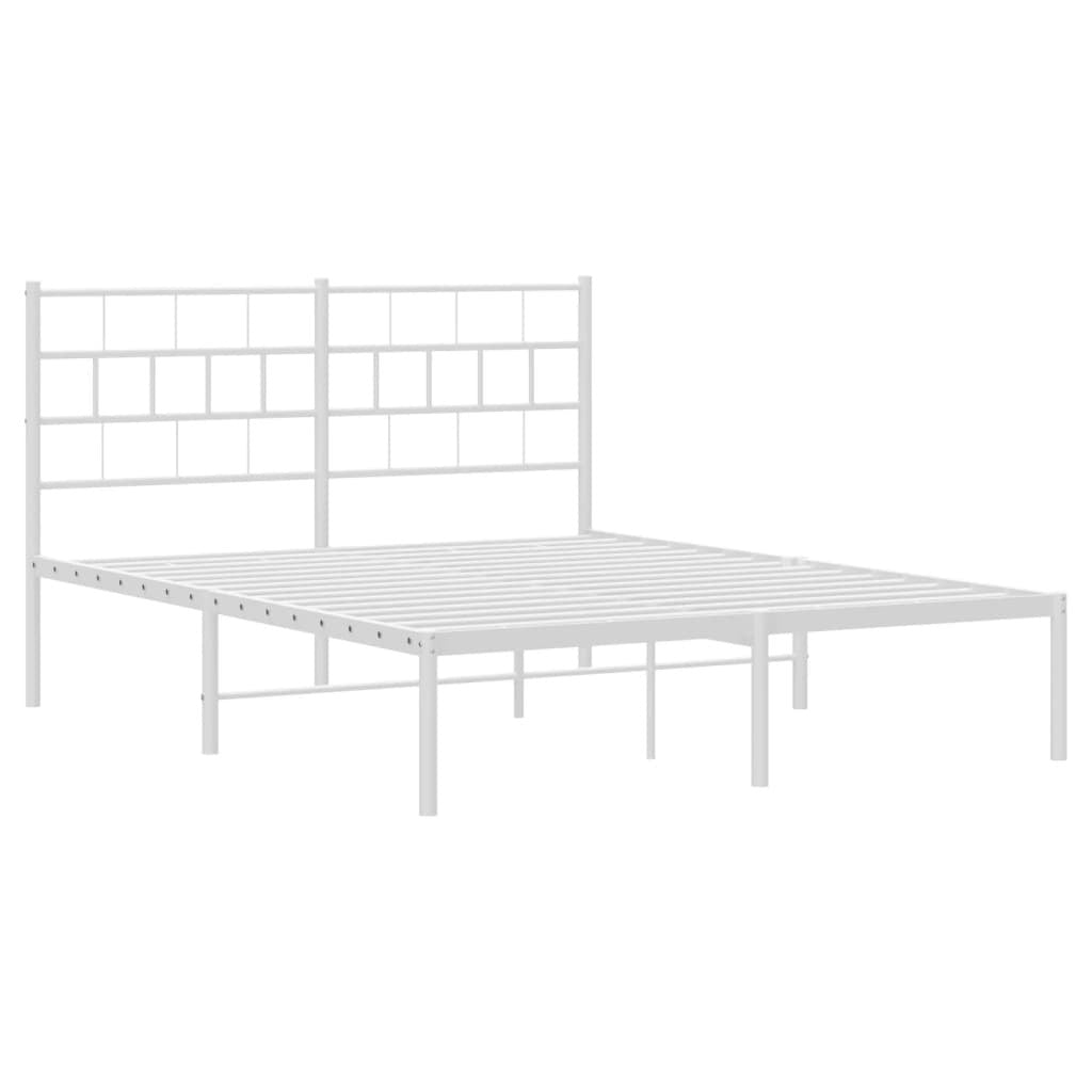 Metal Bed Frame with Headboard White 140x200 cm