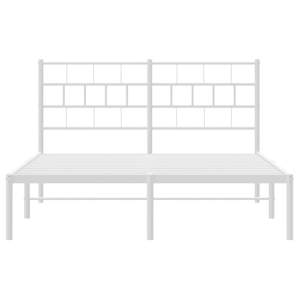 Metal Bed Frame with Headboard White 140x200 cm