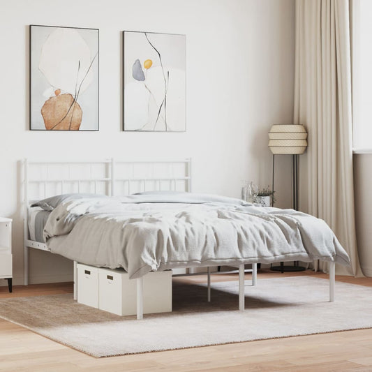Metal Bed Frame with Headboard White 120x200 cm
