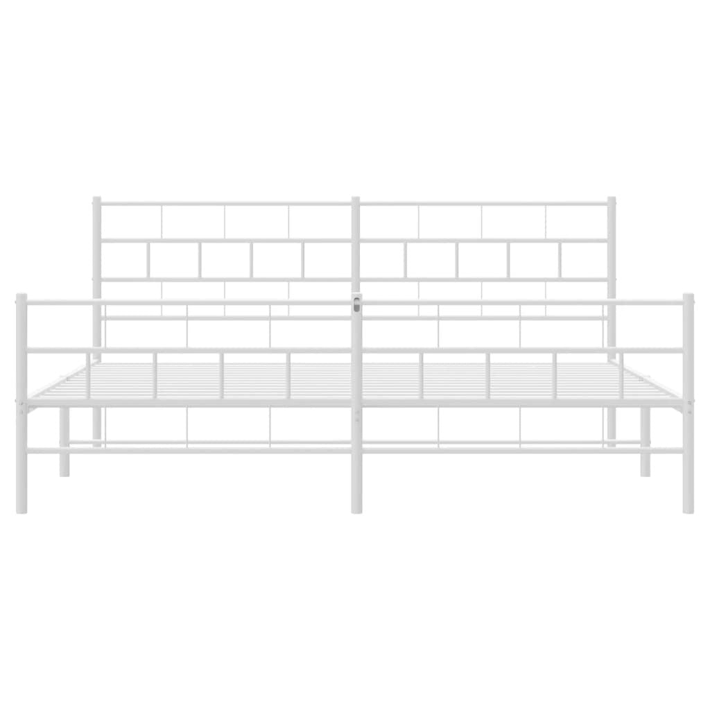 Metal Bed Frame with Headboard and Footboard White 193x203 cm