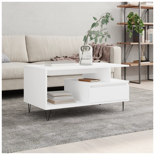 Coffee Table White 90x49x45 cm Engineered Wood
