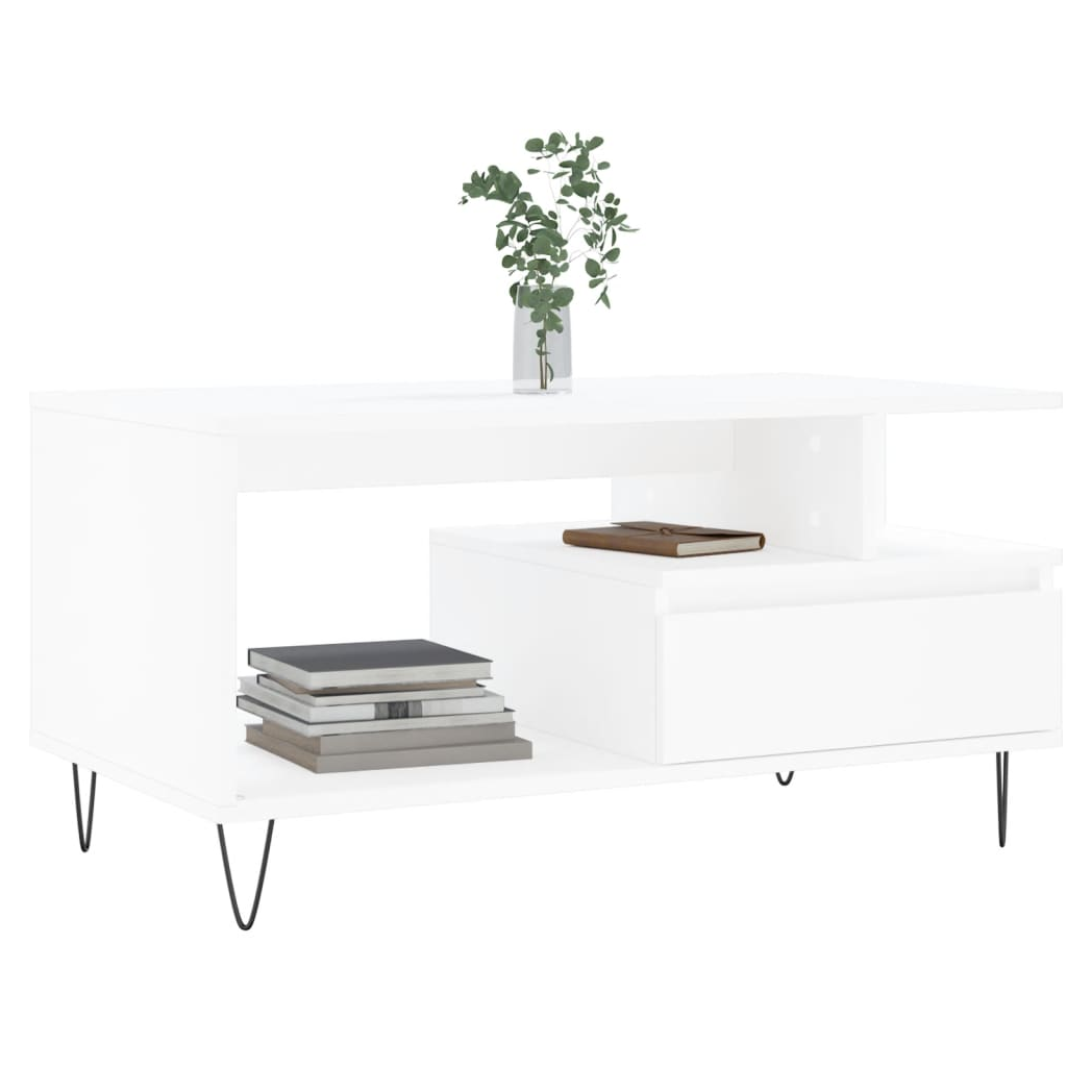 Coffee Table White 90x49x45 cm Engineered Wood