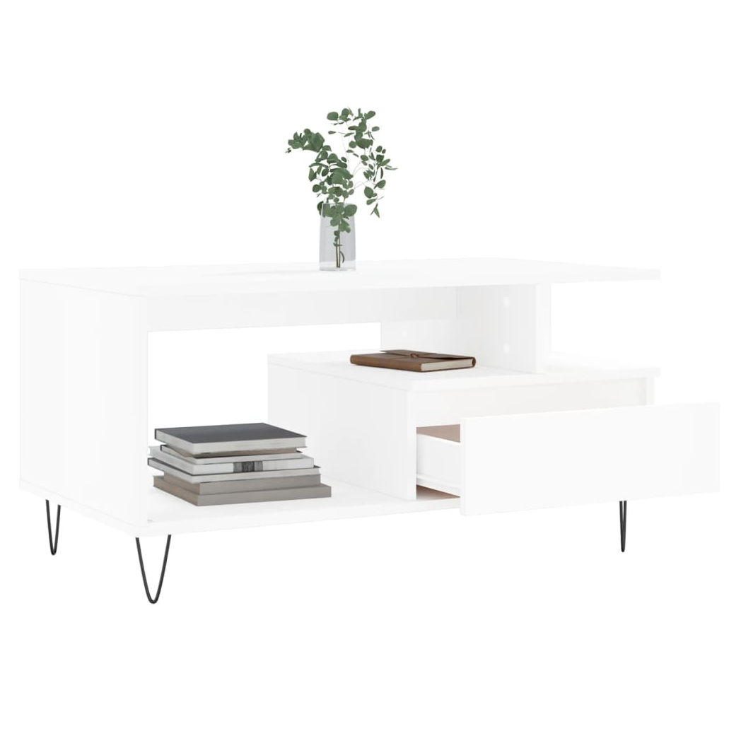 Coffee Table White 90x49x45 cm Engineered Wood
