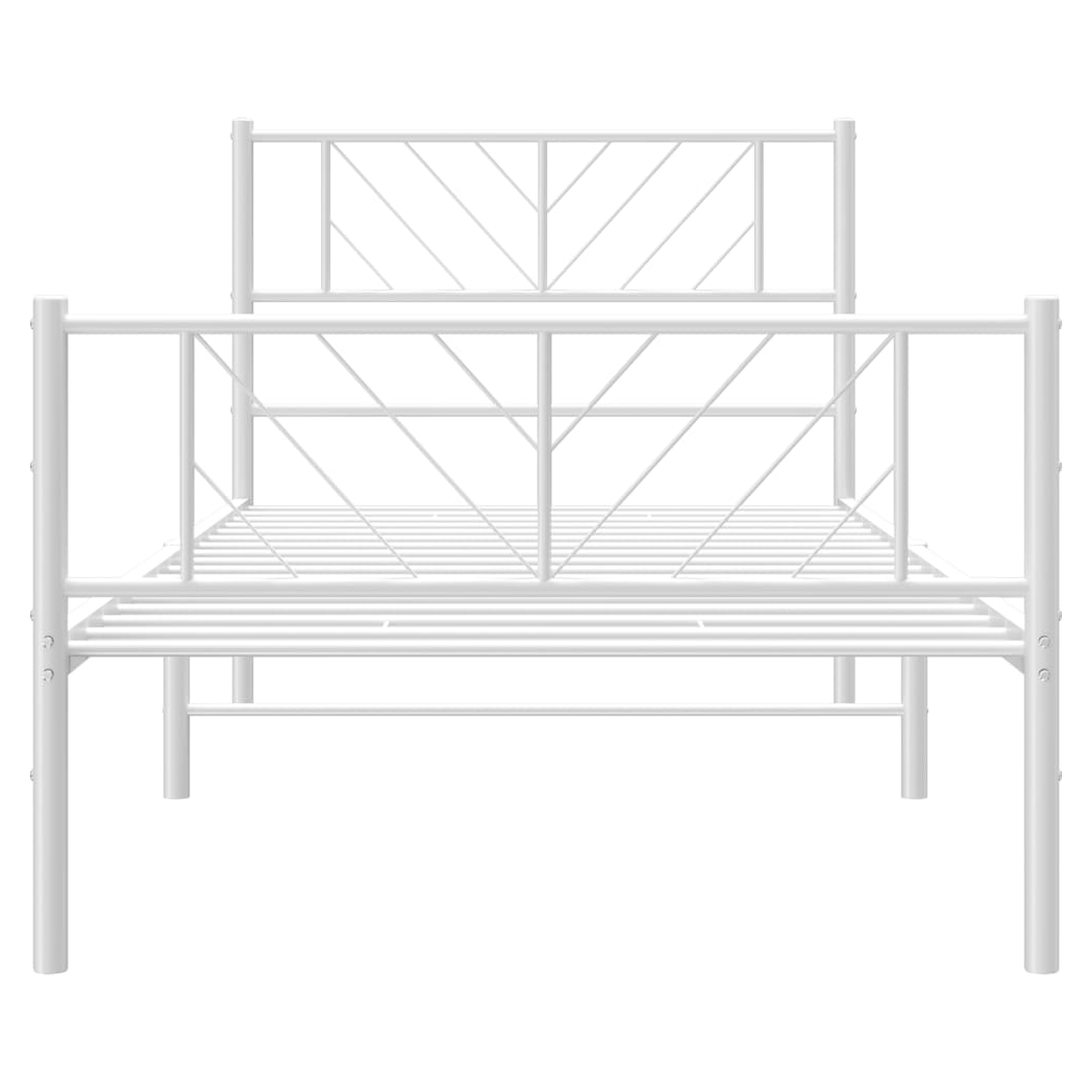 Metal Bed Frame with Headboard and Footboard White 100x200 cm