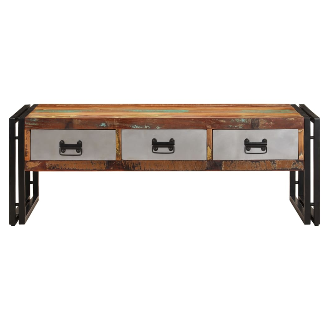 Coffee Table with 3 Drawers Solid Reclaimed Wood 100x50x35 cm