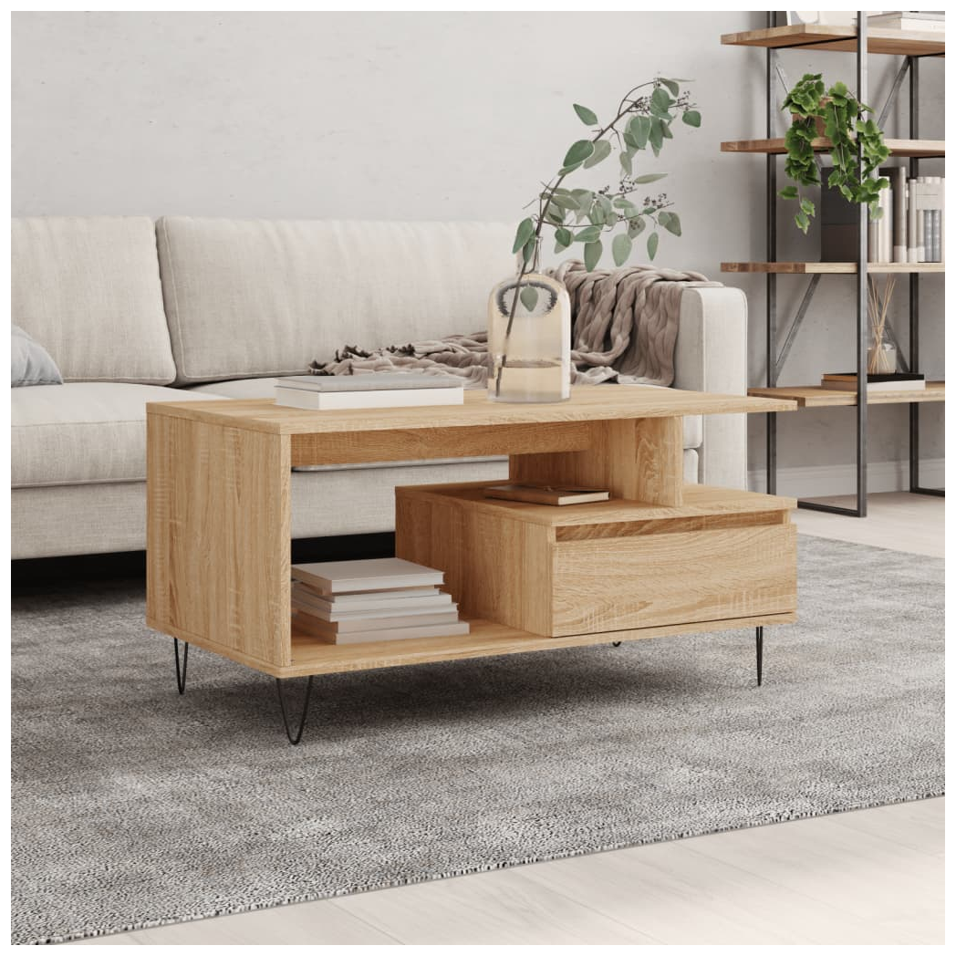 Coffee Table Sonoma Oak 90x49x45 cm Engineered Wood