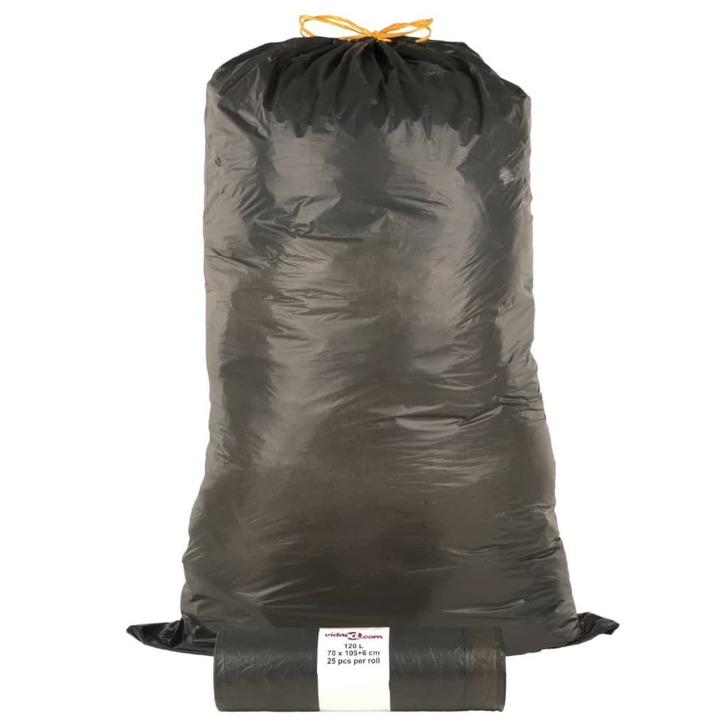 Bin Bags with Drawstrings 250 pcs Black 120 L