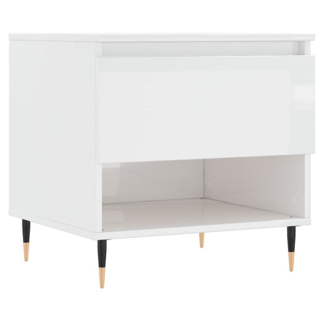 Coffee Table High Gloss White 50x46x50 cm Engineered Wood