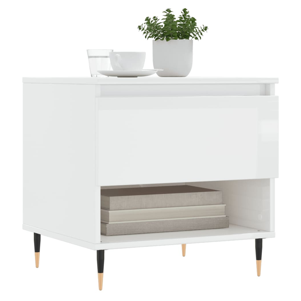 Coffee Table High Gloss White 50x46x50 cm Engineered Wood