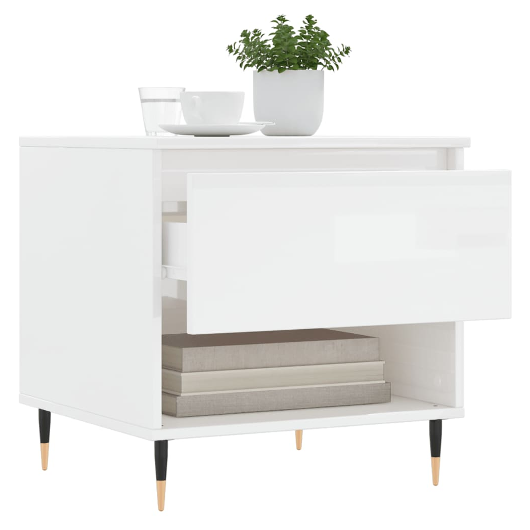 Coffee Table High Gloss White 50x46x50 cm Engineered Wood