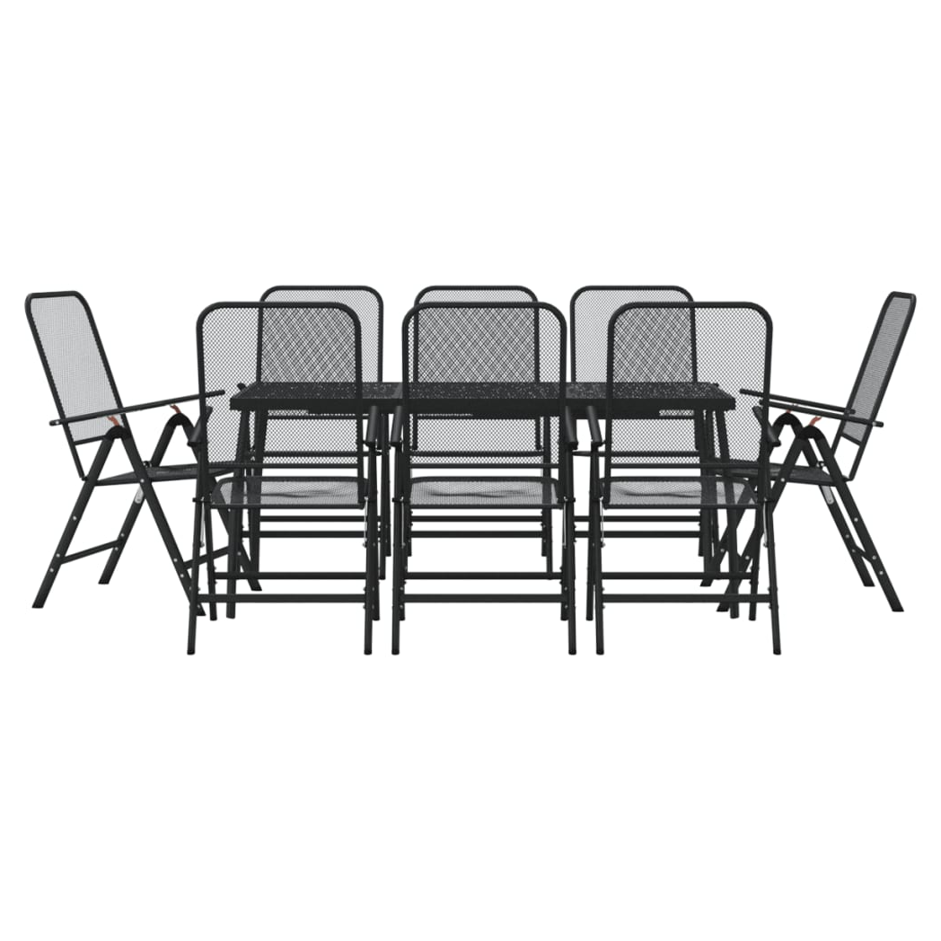 9 Piece Garden Dining Set Anthracite Metal Mesh