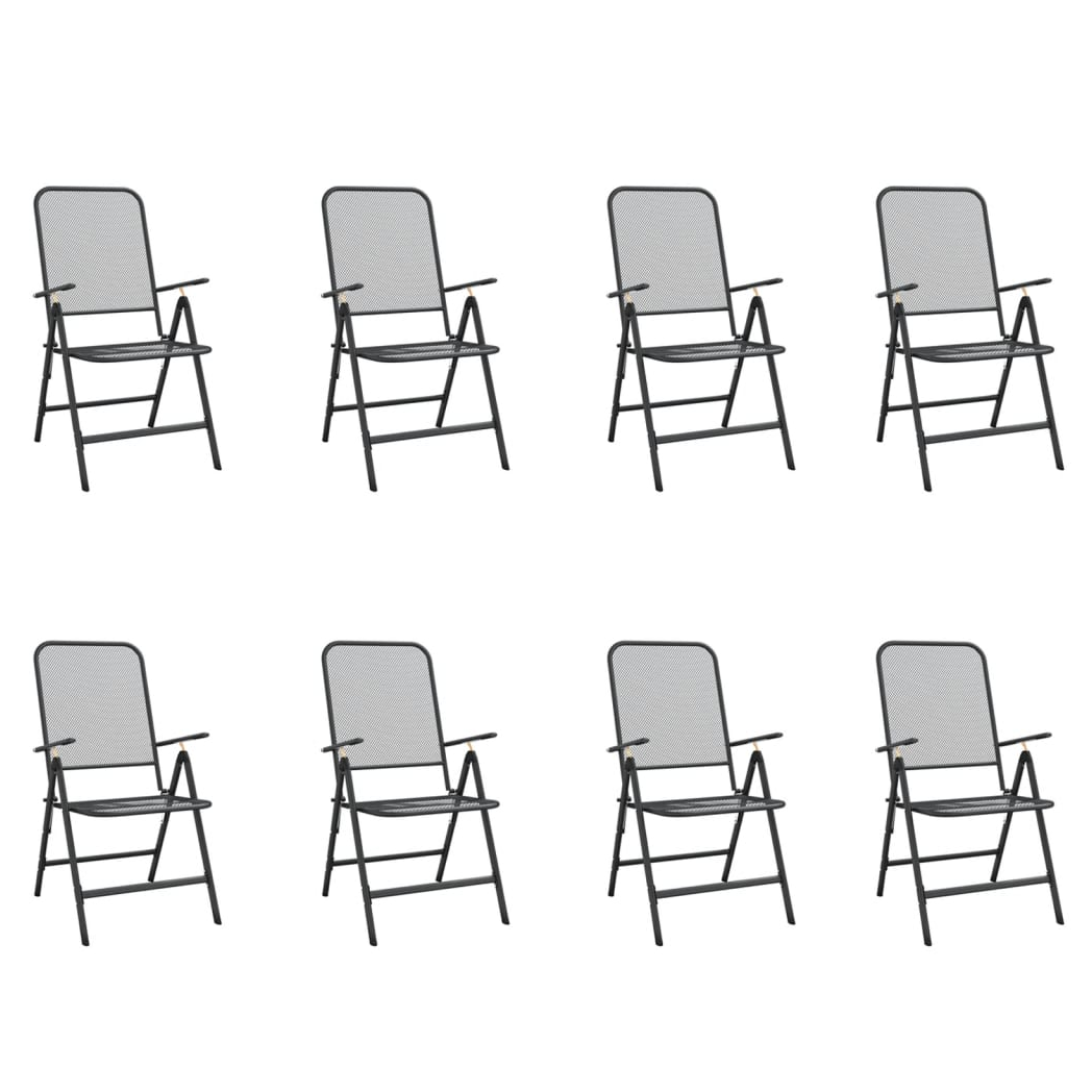 9 Piece Garden Dining Set Anthracite Metal Mesh