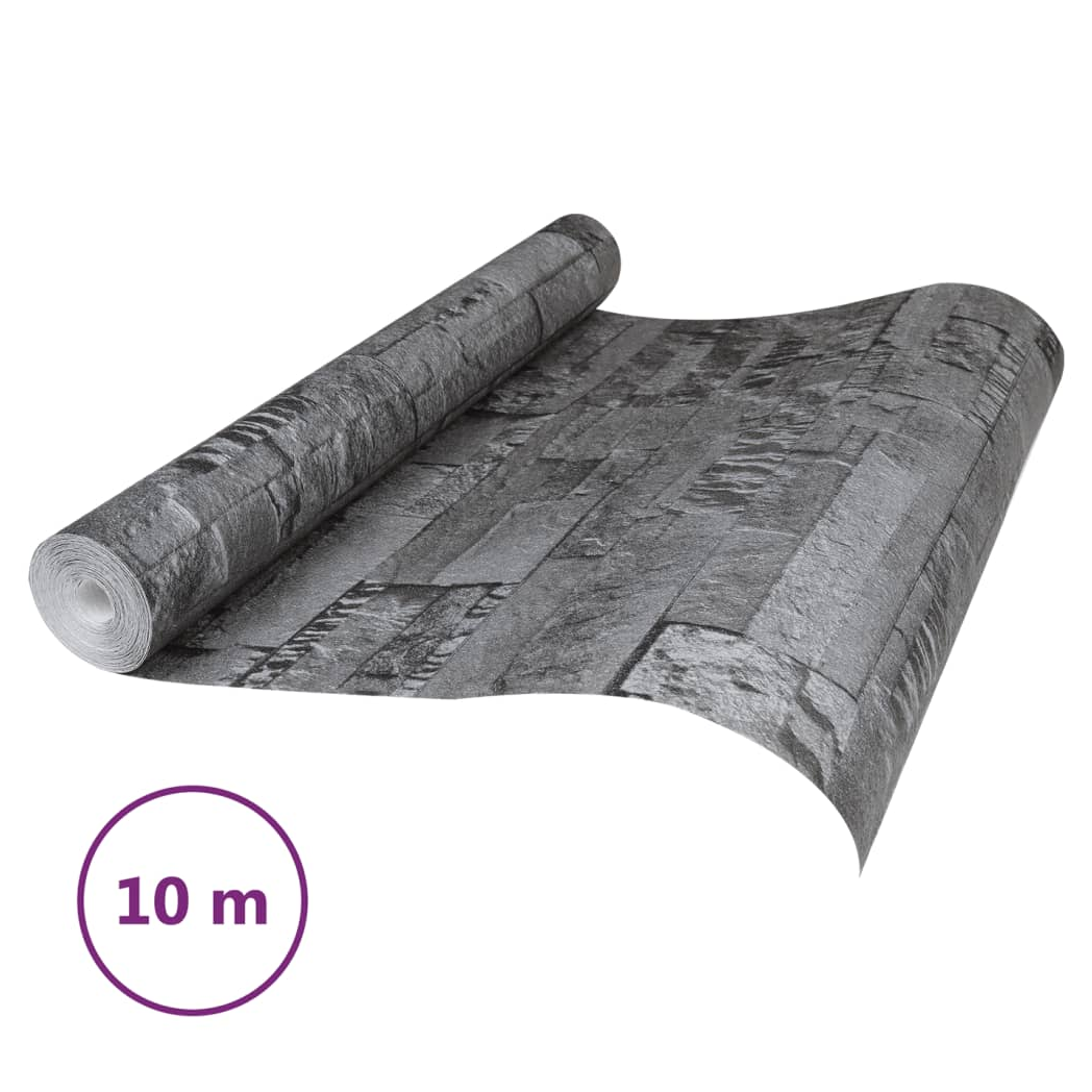 Wallpaper 3D Stone Look Black 10x0.53 m Non-woven