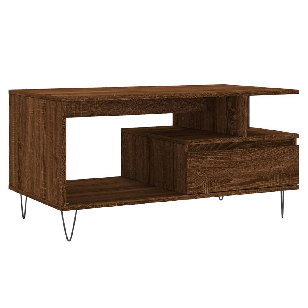Coffee Table Brown Oak 90x49x45 cm Engineered Wood