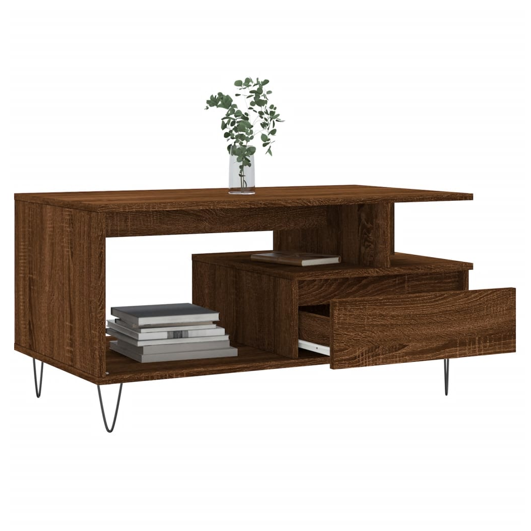 Coffee Table Brown Oak 90x49x45 cm Engineered Wood