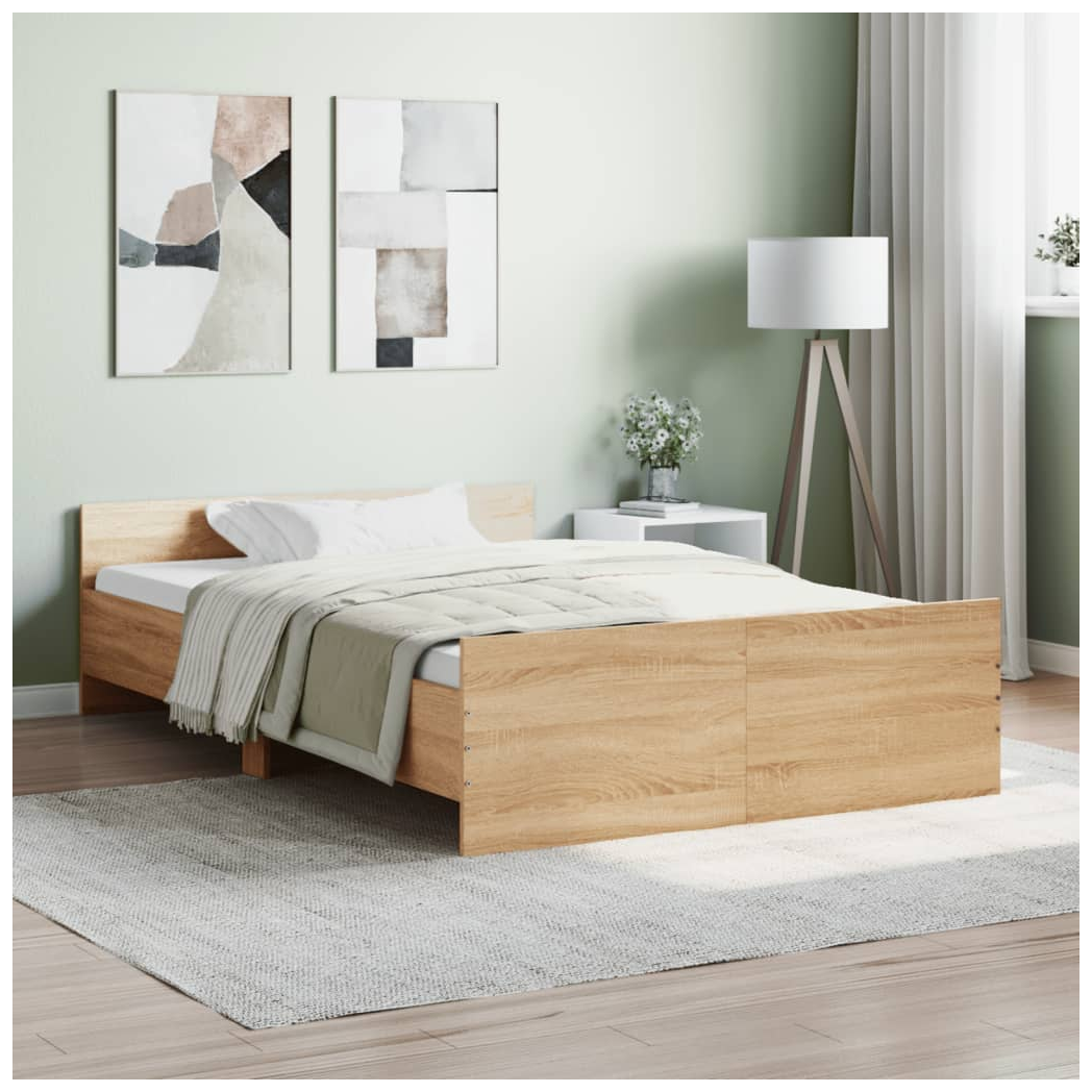 Bed Frame with Headboard and Footboard Sonoma Oak 120x190 cm Small Double