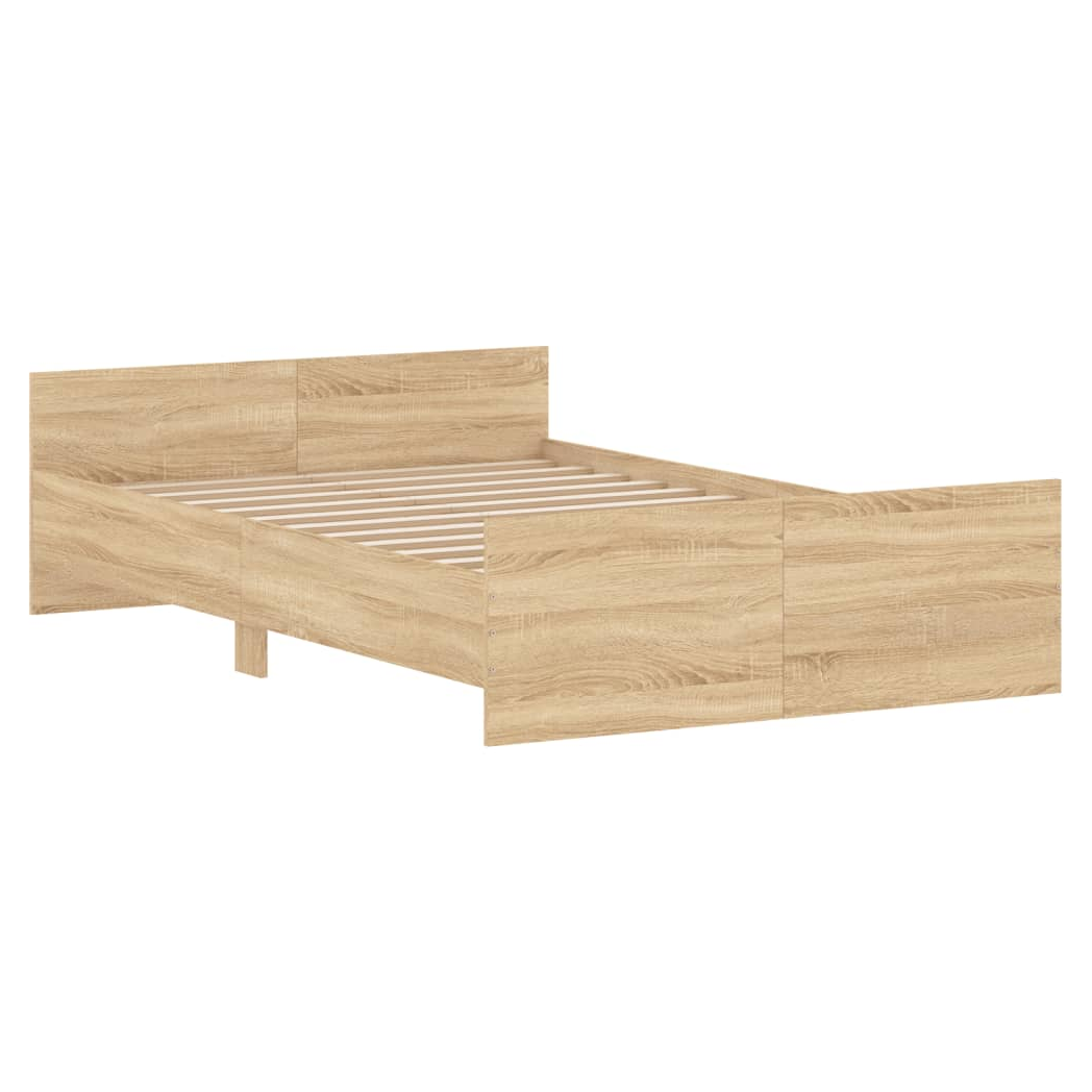 Bed Frame with Headboard and Footboard Sonoma Oak 120x190 cm Small Double