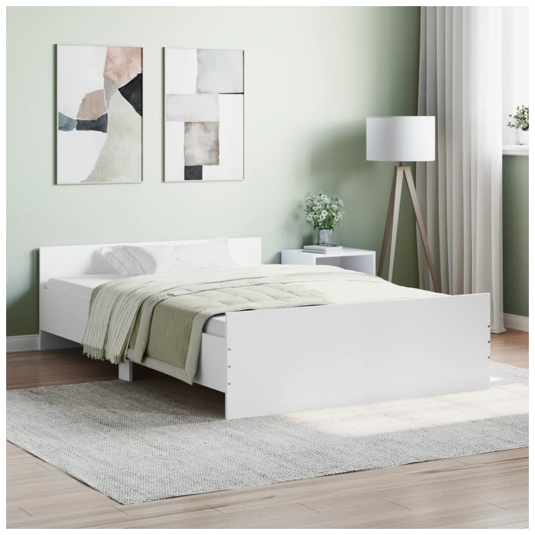Bed Frame with Headboard and Footboard White 120x190 cm Small Double