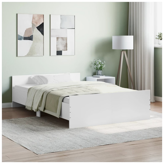 Bed Frame with Headboard and Footboard White 120x190 cm Small Double