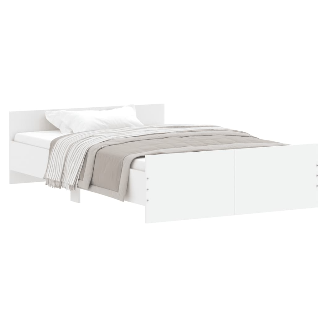 Bed Frame with Headboard and Footboard White 120x190 cm Small Double