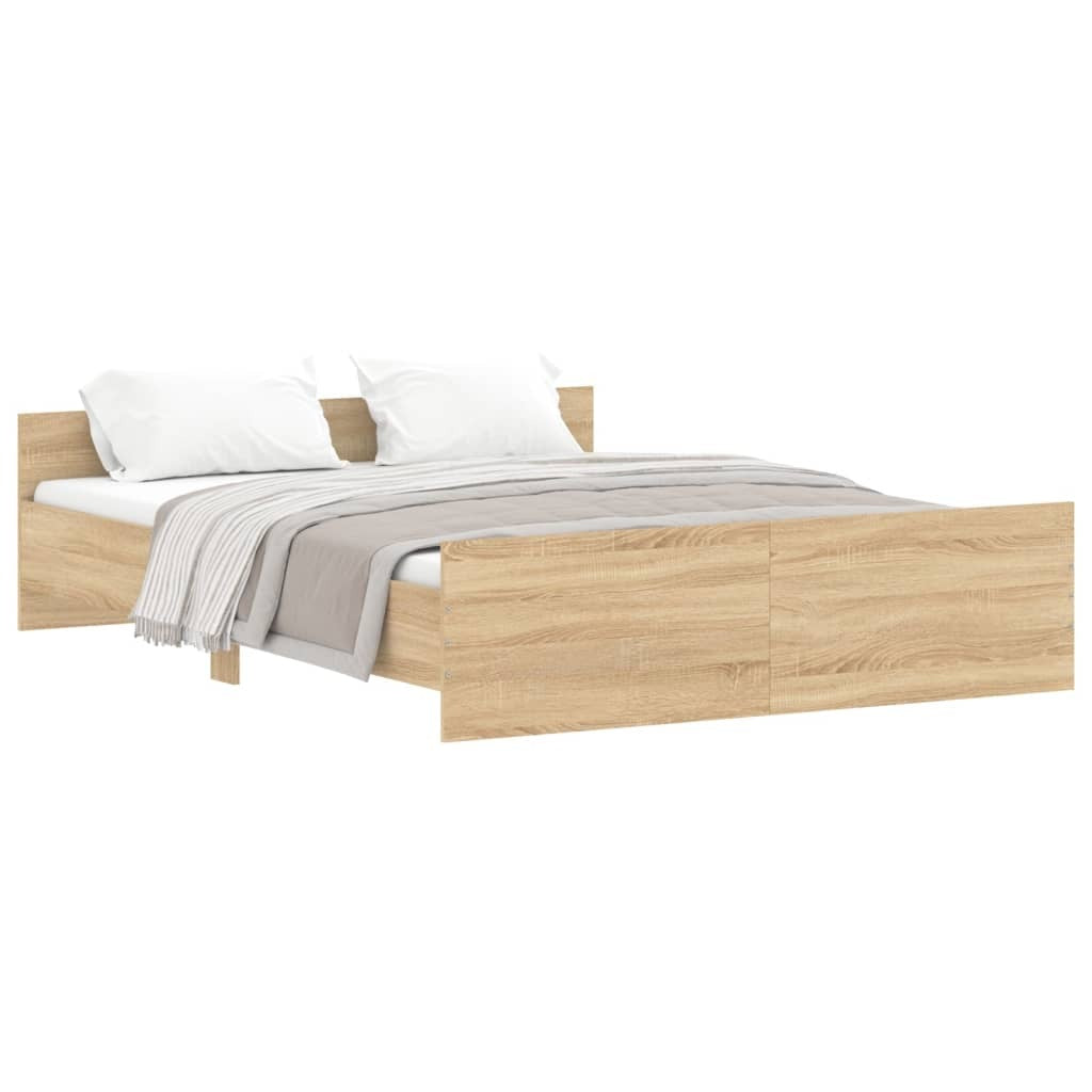 Bed Frame with Headboard and Footboard Sonoma Oak 160x200 cm