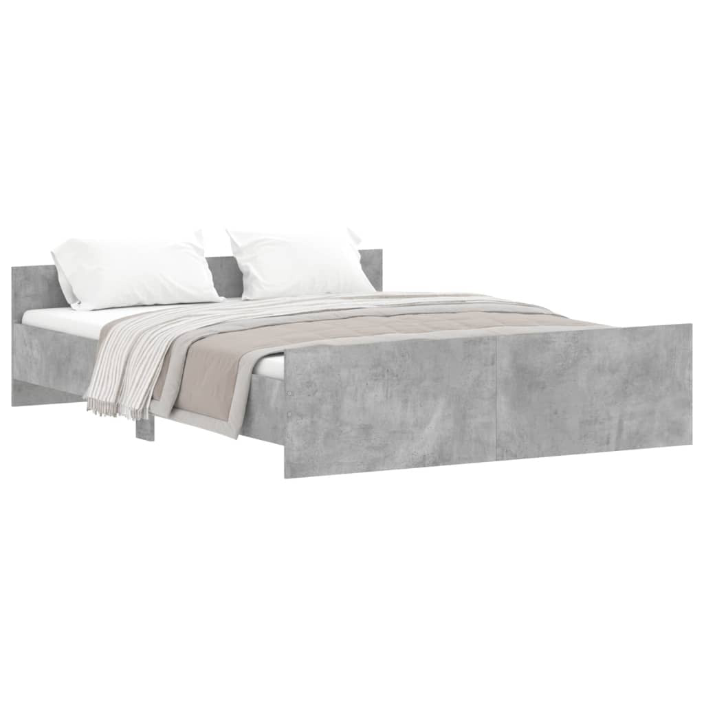 Bed Frame with Headboard and Footboard Concrete Grey 160x200 cm
