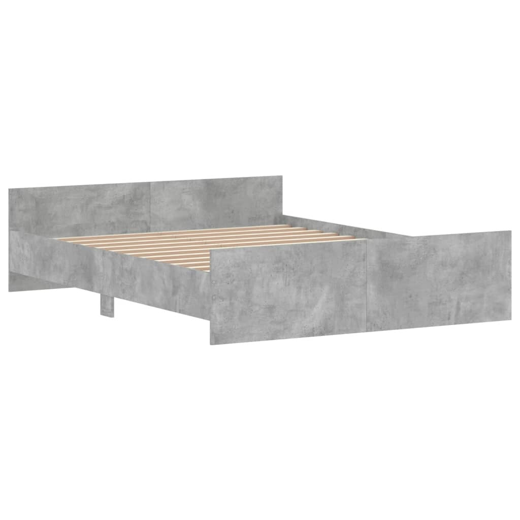 Bed Frame with Headboard and Footboard Concrete Grey 160x200 cm