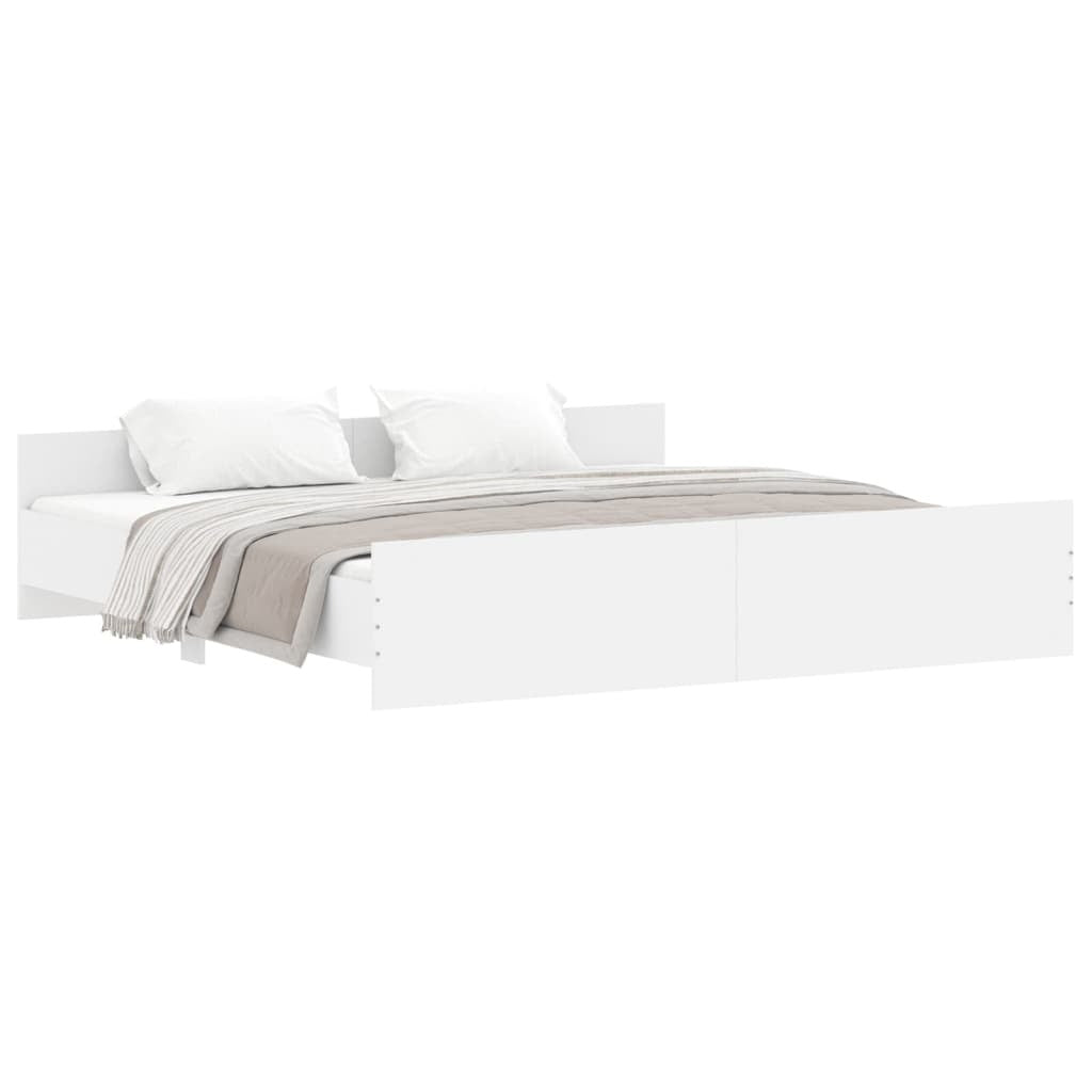 Bed Frame with Headboard with Footboard White 180x200 cm Super King