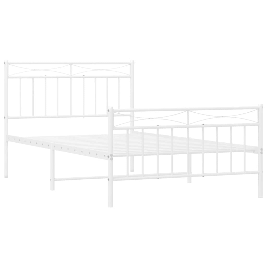 Metal Bed Frame with Headboard and Footboard?White 107x203 cm