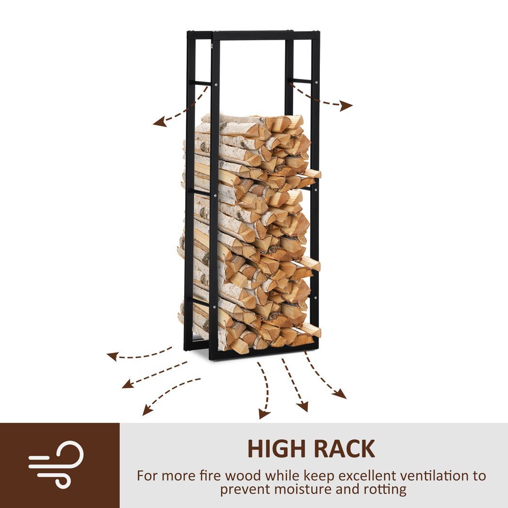 150cm Metal Firewood Log Holder Rack Elevated Design Balanced Base Side Rails