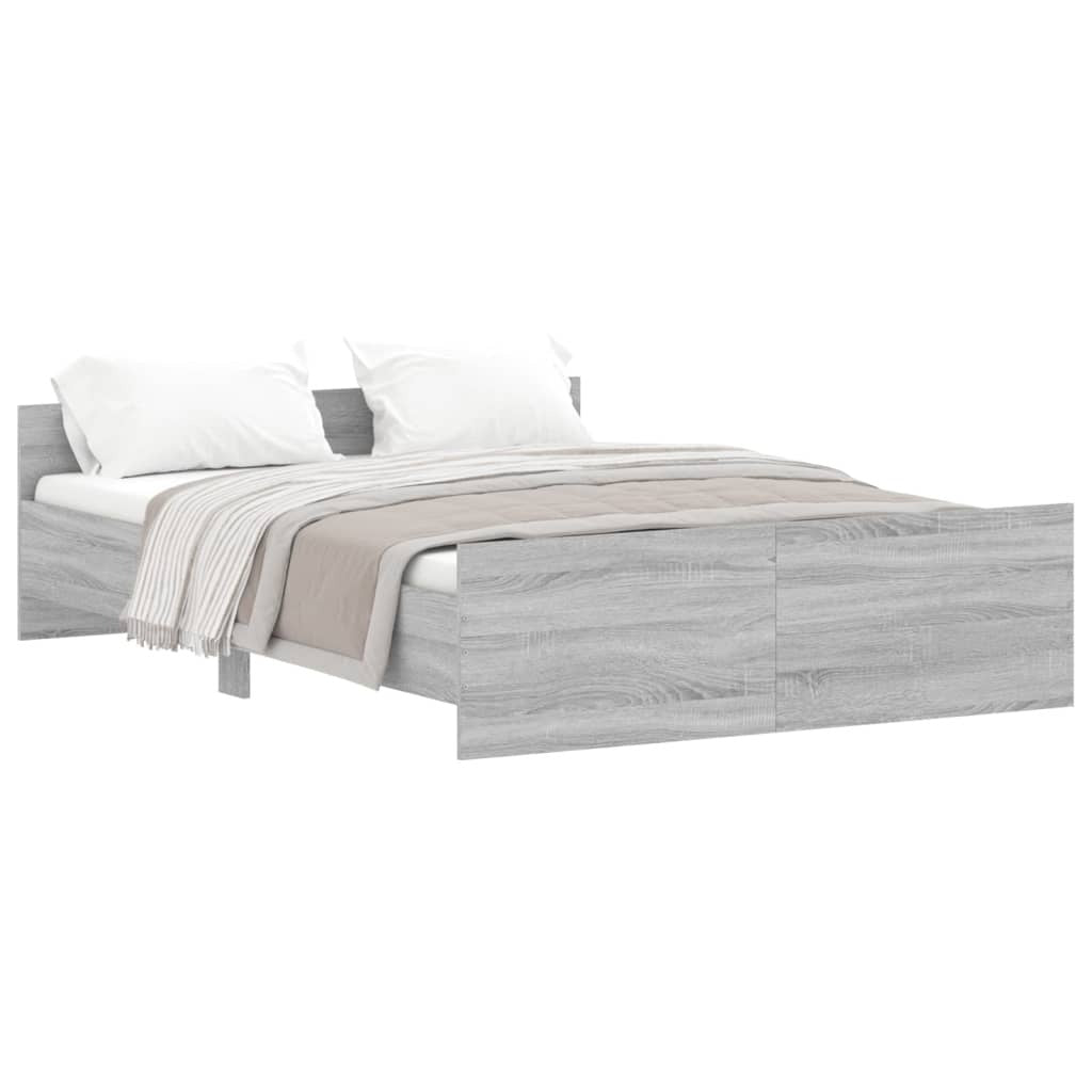 Bed Frame with Headboard and Footboard Grey Sonoma 140x190 cm