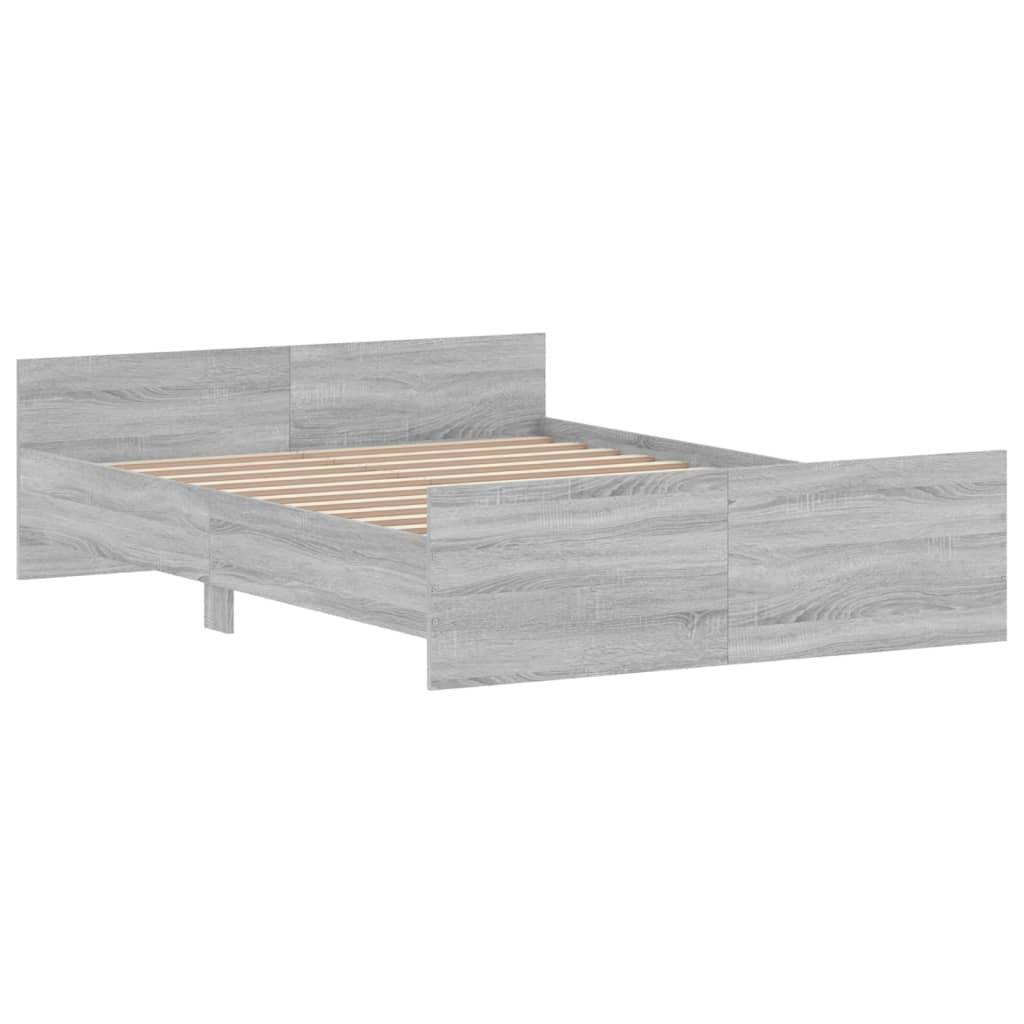 Bed Frame with Headboard and Footboard Grey Sonoma 140x190 cm