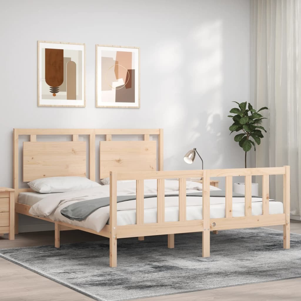 Bed Frame with Headboard 160x200 cm Solid Wood