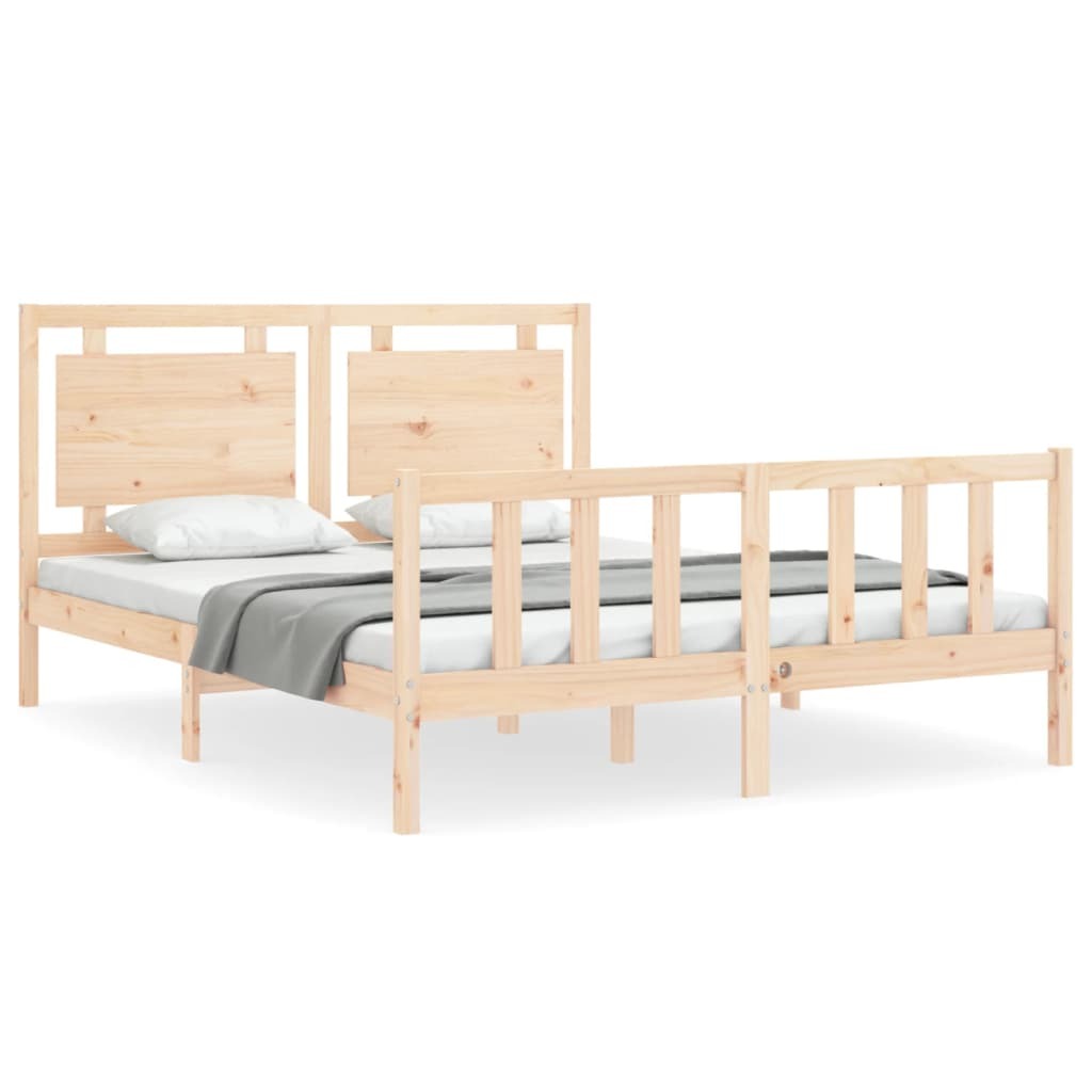 Bed Frame with Headboard 160x200 cm Solid Wood