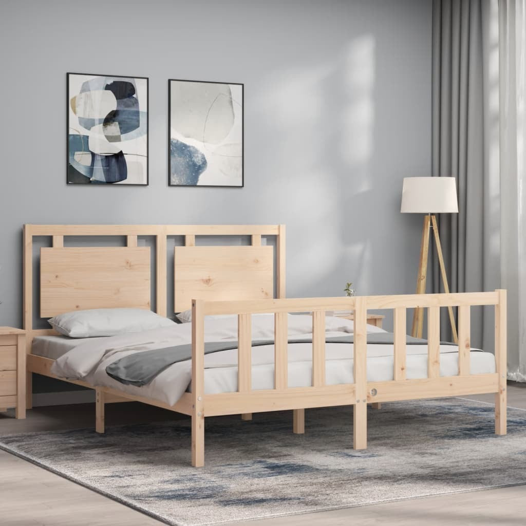 Bed Frame with Headboard 160x200 cm Solid Wood