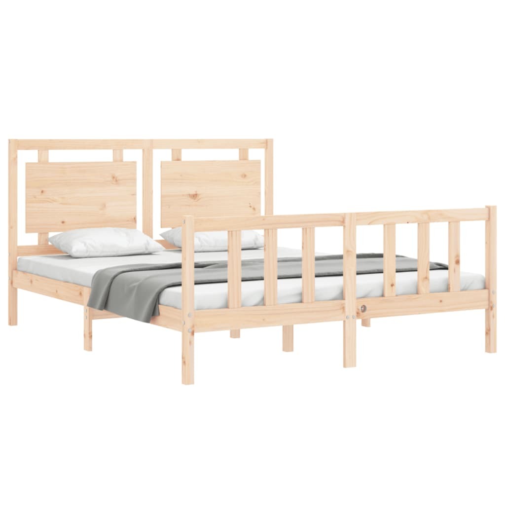 Bed Frame with Headboard 160x200 cm Solid Wood