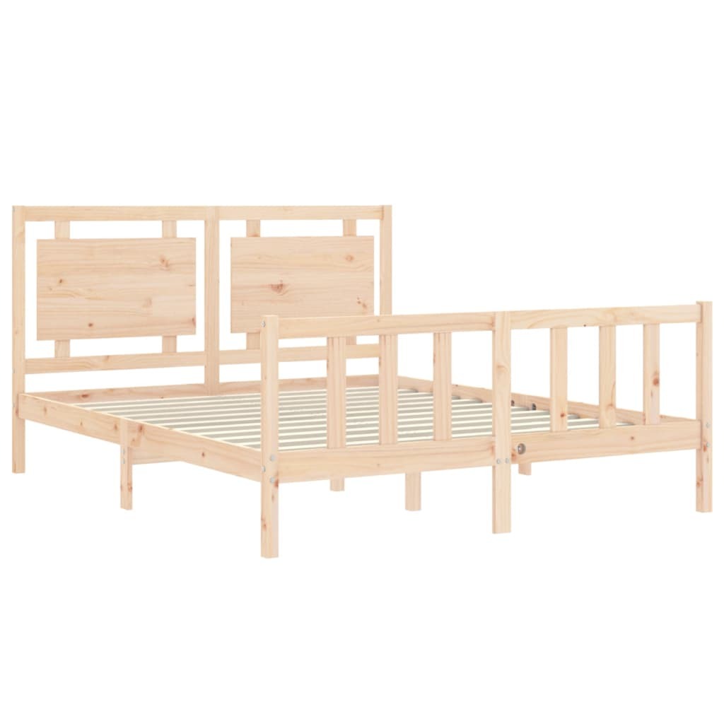 Bed Frame with Headboard 160x200 cm Solid Wood