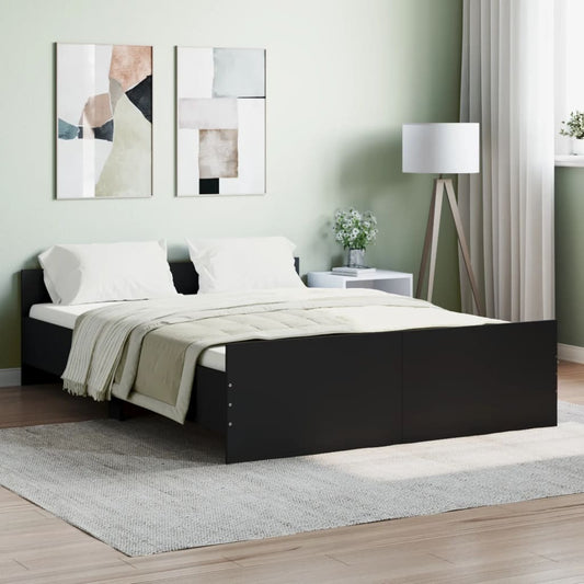 Bed Frame with Headboard and Footboard Black 140x190 cm