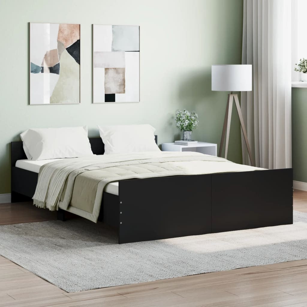 Bed Frame with Headboard and Footboard Black 140x190 cm